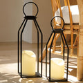 Perfnique Modern Farmhouse Lantern Decor, 2 LED 6hr Timer Flameless Candles ＆ by PERFNIQUE