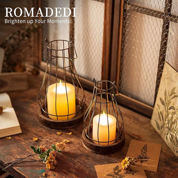Romadedi Lantern Rustic Farmhouse Decor, fit Living Room Kitchen Dining Coffee - Image 2