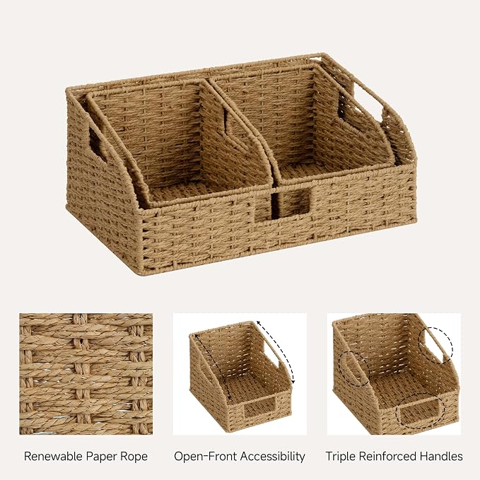 StorageWorks Paper Rope Shelf Baskets, Pantry Storage Baskets, Wicker Baskets - Image 3