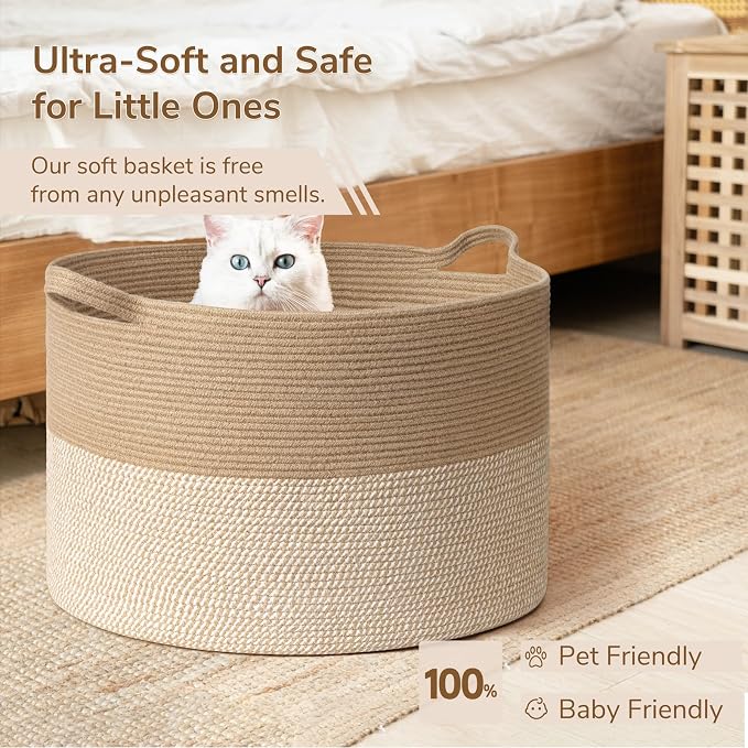 INDRESSME 115L Extra Large Woven Wicker Blanket Basket Living Room | Wicker - Image 5