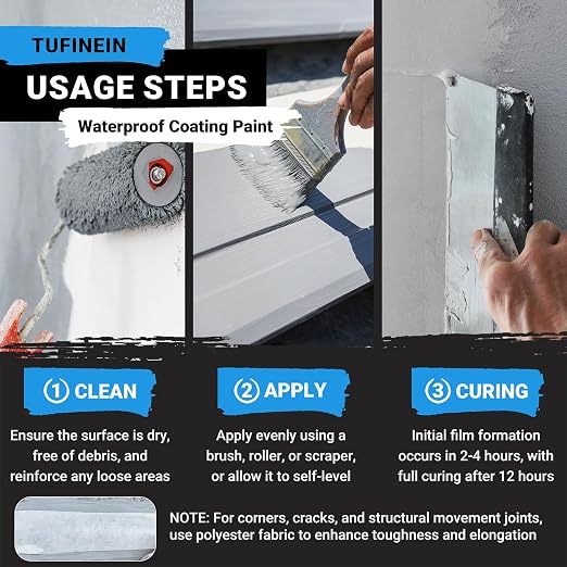Rubber Liquid Waterproof Sealant, TUFINEIN 11 LB/5 KG Neutral Gray Quick Drying - Image 5
