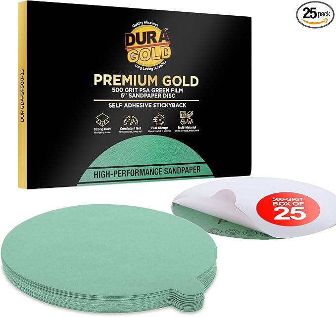 Dura-Gold Premium 6" Green Film PSA Sanding Discs by Dura-Gold