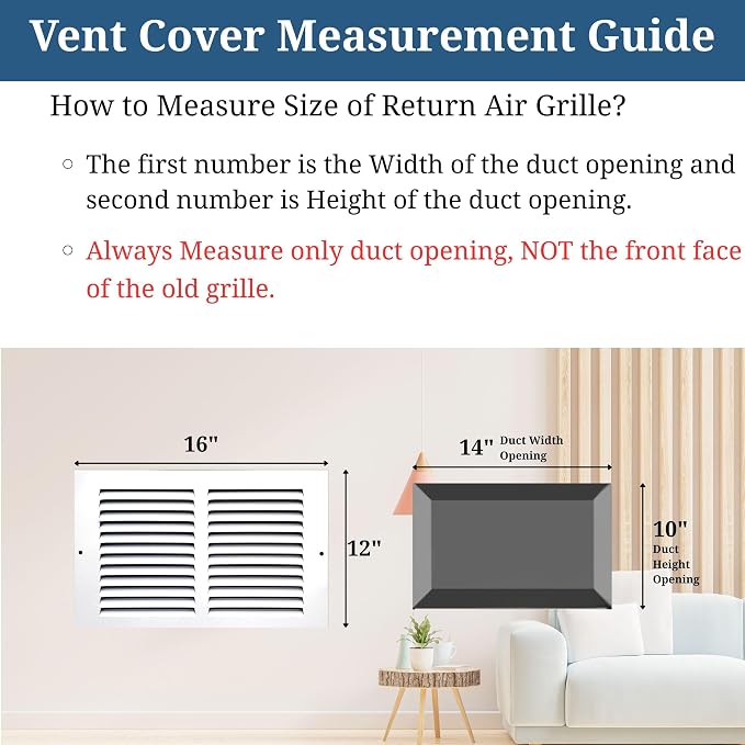 14 x 10 Inch Return Air Vent Cover, Solid Steel HVAC Grille - Image 6