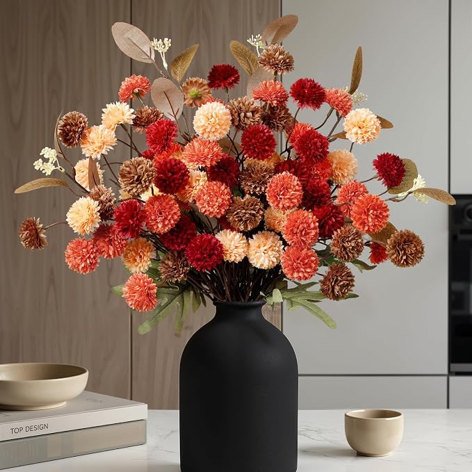Alupssuc 16 PCS Silk Mums Artificial Fall Flowers by Alupssuc