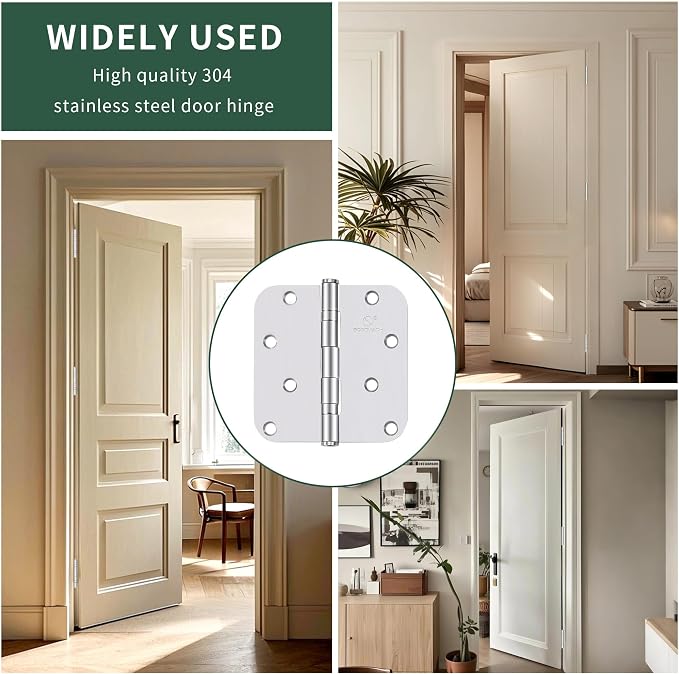 304 Stainless Steel 4 Inch Door Hinges Brushed Satin Nickel Interior Hinges - Image 4