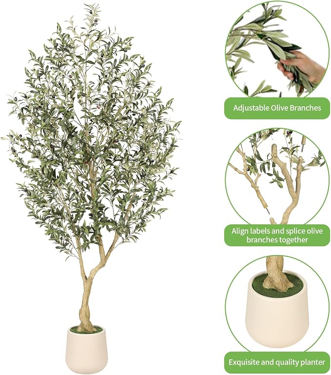 7ft Artificial Olive Tree with Tall Exquisite Planter | Realistic Fake Olive - Image 5