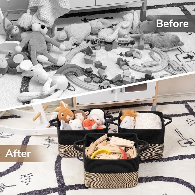 Goodpick Woven Storage Basket for Shelves, Cotton Rope Baskets for Books - Image 7