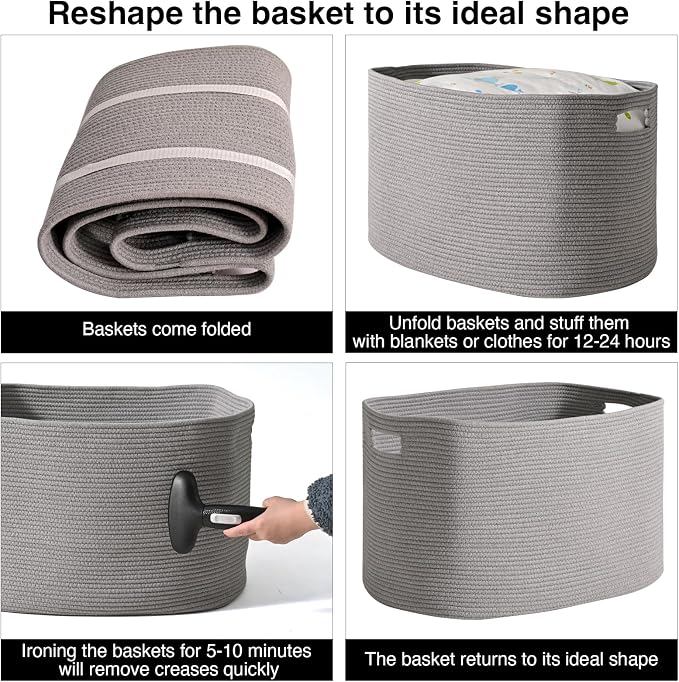 ICERZCZ Large Grey Storage Basket, Blanket Baskets - Image 7