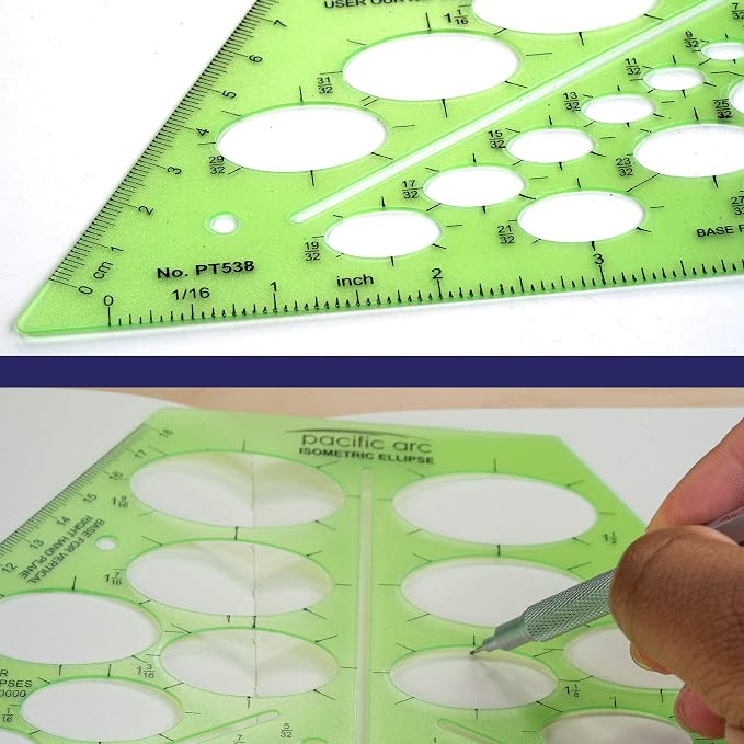 Pacific Arc Isometric Ellipse Template Guide, 38 Ellipses of 35 Degrees ranging - Image 4