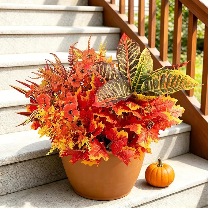 Artificial Fall Flowers for Outdoors Fake Plants Fall Decor, Faux Plants UV - Image 6