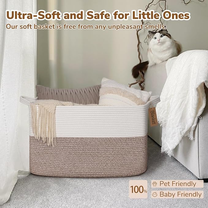 Goodpick 75L Extra Large Woven Rope Blanket Basket, Fits Living Room & Nursery - Image 5