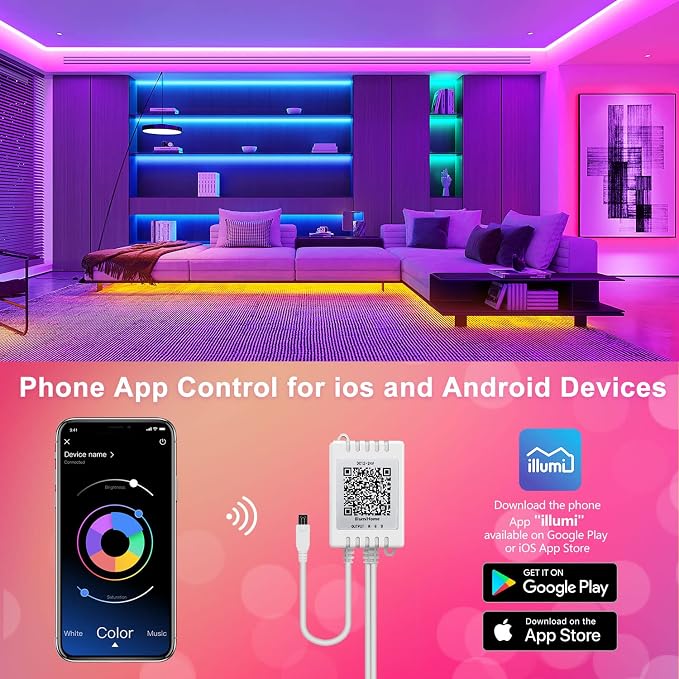 Nexillumi Led Lights for Bedroom 100ft Music Sync Color Changing Led Strip - Image 2
