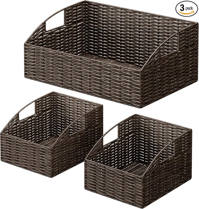 Pantry Baskets for Organizing, Wicker Basket Shelf Storage | Handwoven Pantry by Ollieroo