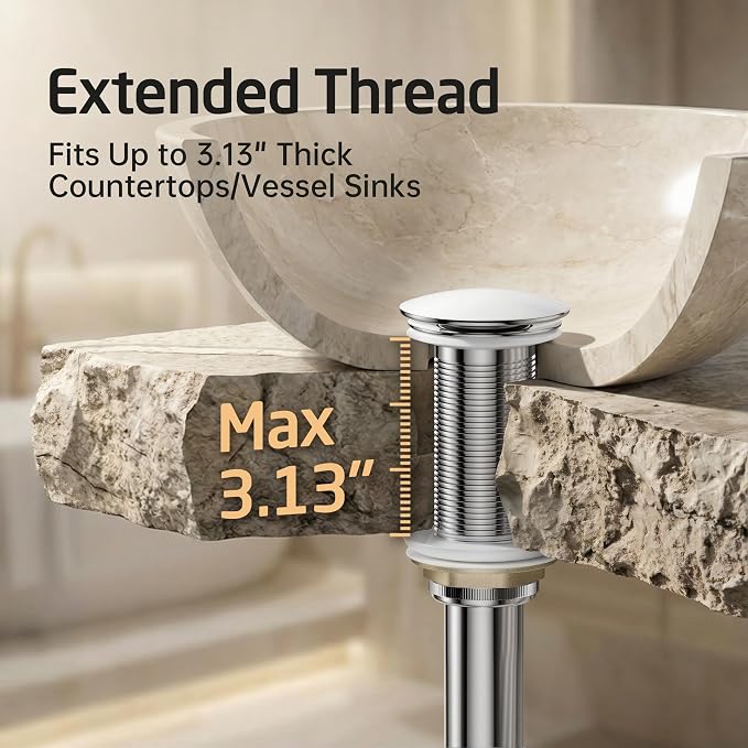 KES Polished Chrome Bathroom Sink Drain - Image 2