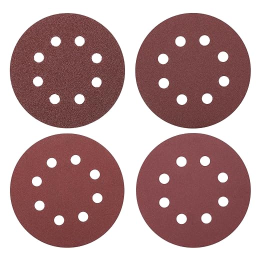 HARFINGTON 40Pcs 5Inch Sanding Disc 8 Hole Hook and Loop Sandpaper Red | by HARFINGTON