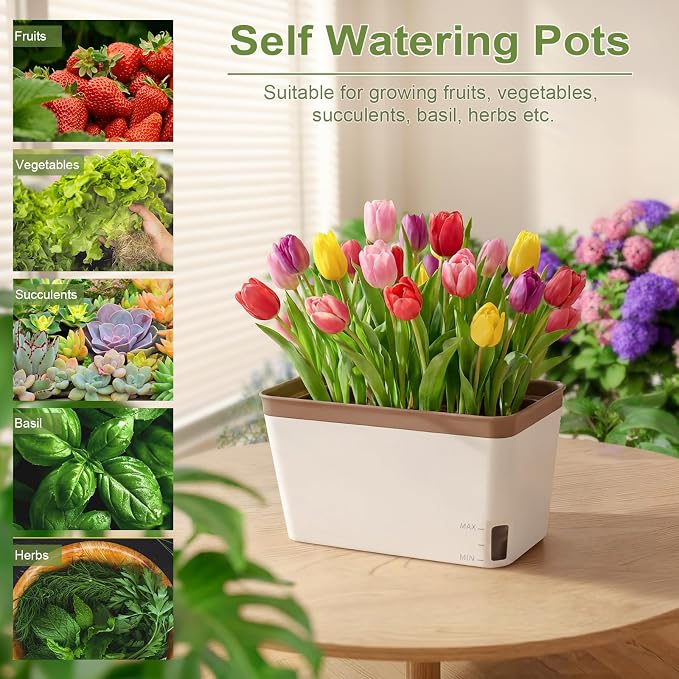 OurWarm Self Watering Pots for Indoor Plants, 6 Pack 10.5 Inch Plastic Window - Image 5