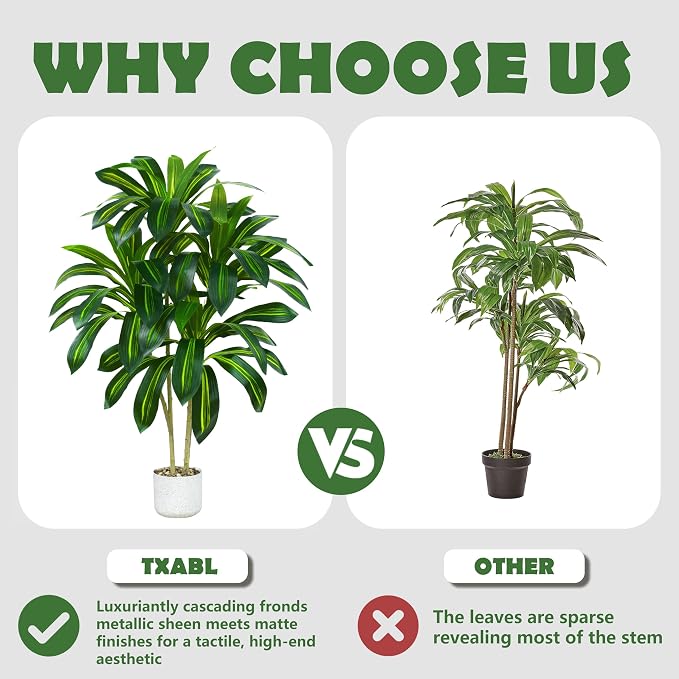 2 Pack Artificial Dracaena Tree, 4FT Fake Indoor Plant - Image 3