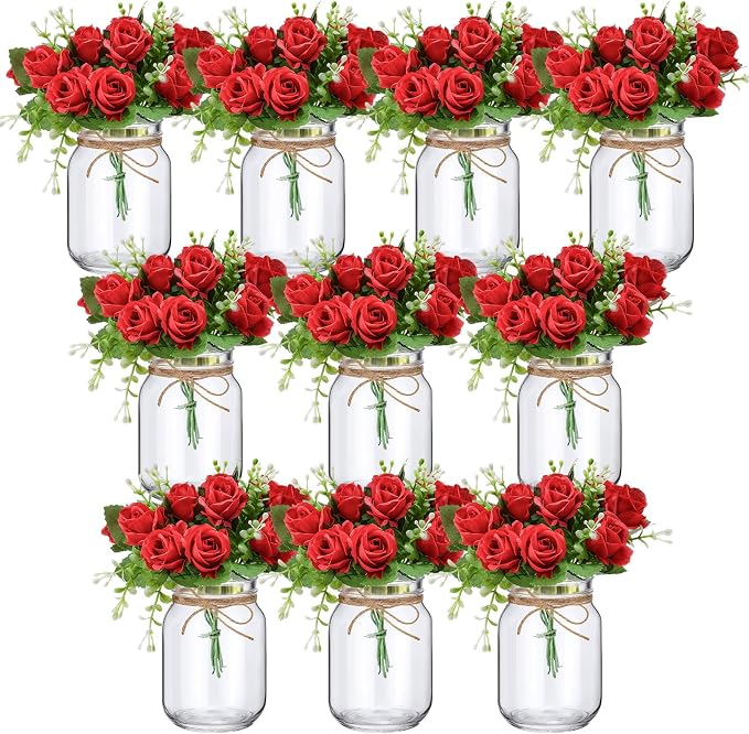 XunYee 10 Set Mason Jars for Centerpieces, Romantic Table Centerpiece Decor by XunYee