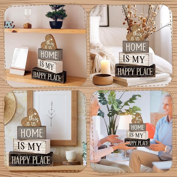 Conelist 4 Pcs Farmhouse Table Decoration Home Sweet Decor, Vivid Heart | This - Image 4