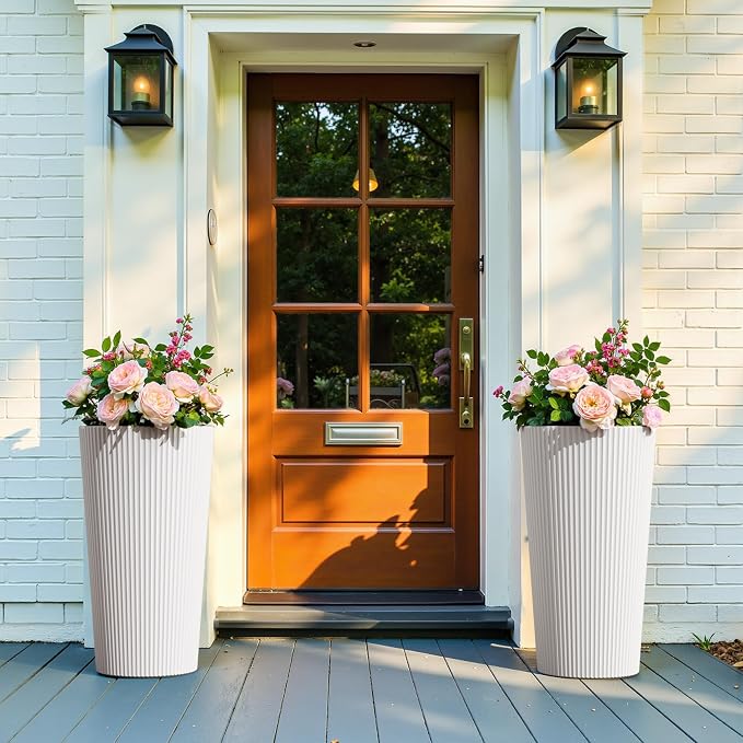 24" Tall Planters for Outdoor Plants Set of 2 - Image 6