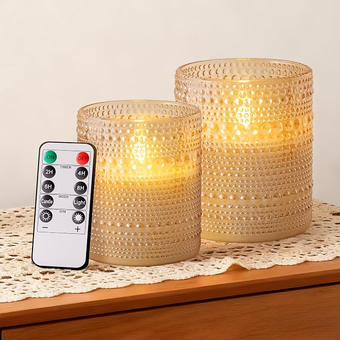 Dotted Glass Flameless Candles - Image 9