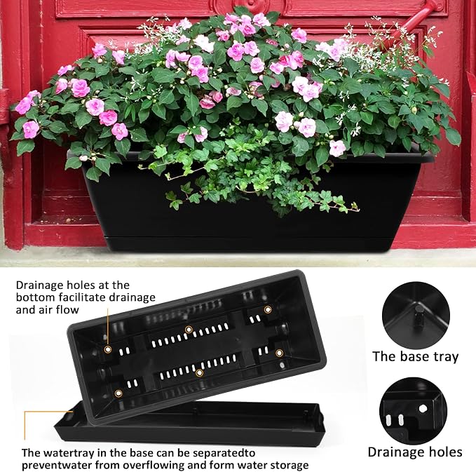 8pcs Window Box Planter, 17 Inches Flower Window Boxes, Rectangle Planters Box - Image 6