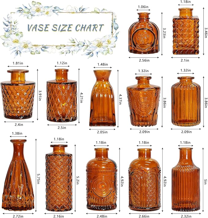 SUPMIND Glass Bud Vases Set of 12, Small Dark Brown Flower Vases in Bulk | - Image 2
