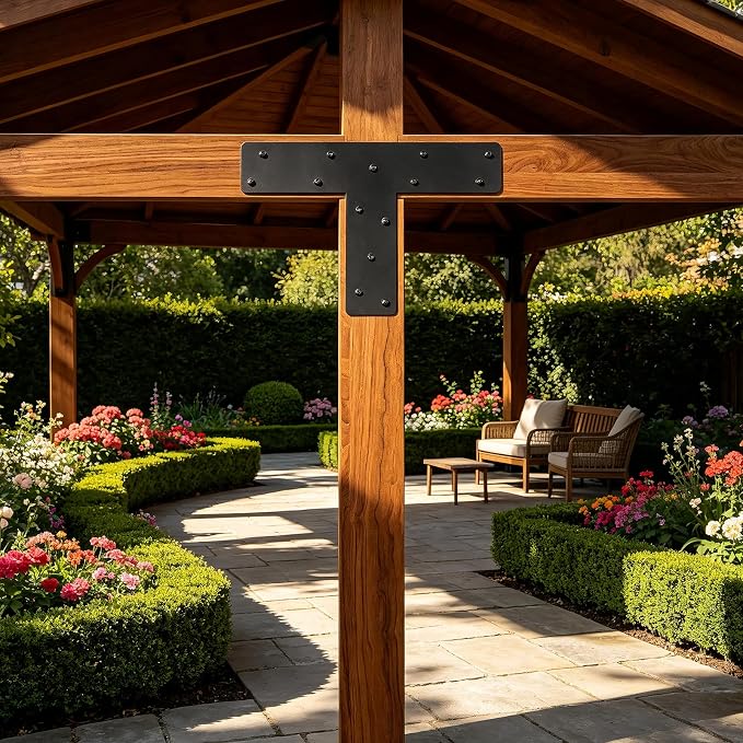 4 Pcs T Post Brackets for Pergola Bracket|Thickness 0.12"| | 13"x 3"Carbon - Image 6