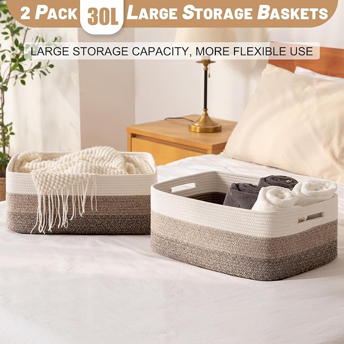 OIASKET Large Storage Basket for Organizing, Woven Rope Basket for Shelves - Image 6