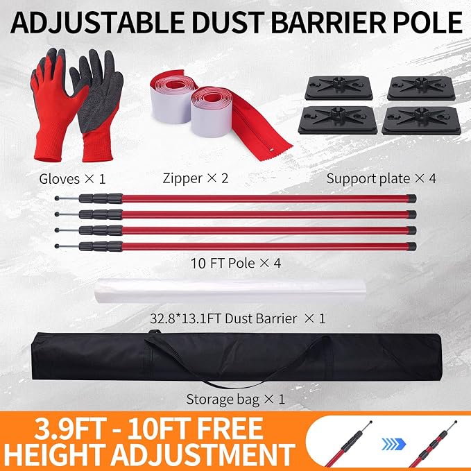 10FT Dust Barrier Poles Kit - Image 3