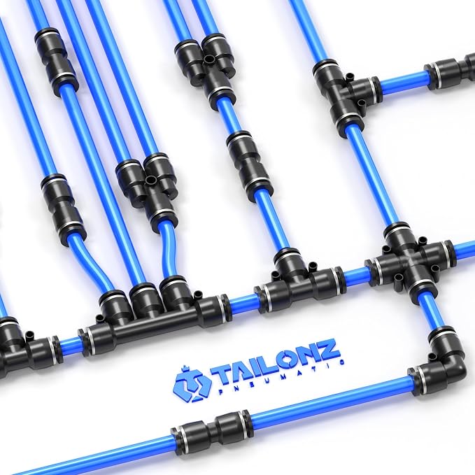 TAILONZ PNEUMATIC Black 1/4 Inch od Push to Connect Fittings Pneumatic Fittings - Image 6