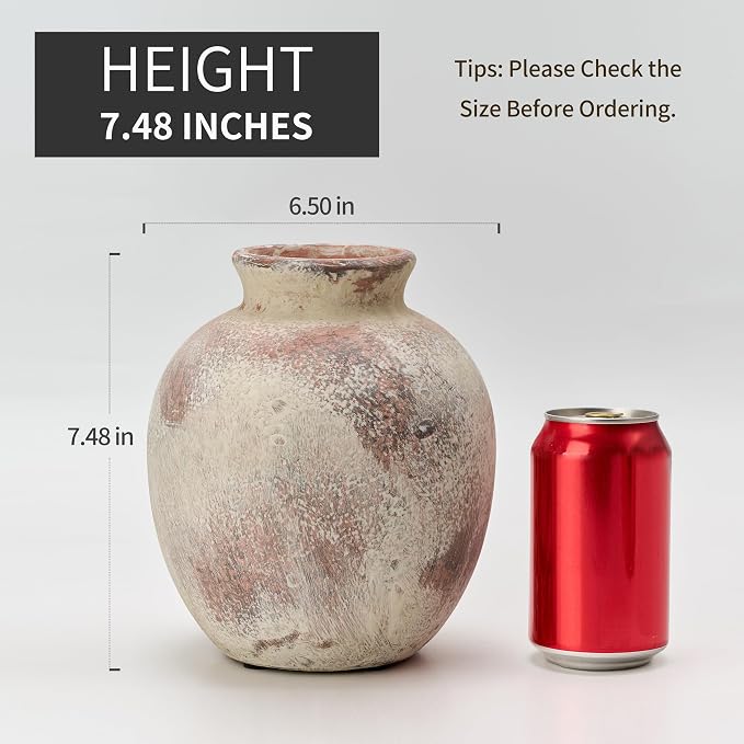 SIDUCAL Ceramic Decorative Flower Vase | 7.48 Inch Pottery Rustic Farmhouse - Image 3