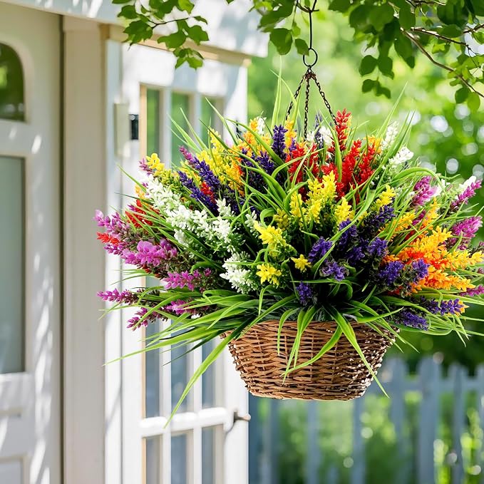 24 Bundles Artificial Plants Flowers Outdoor, UV Resistant, Mix 6 Colors | Faux - Image 4