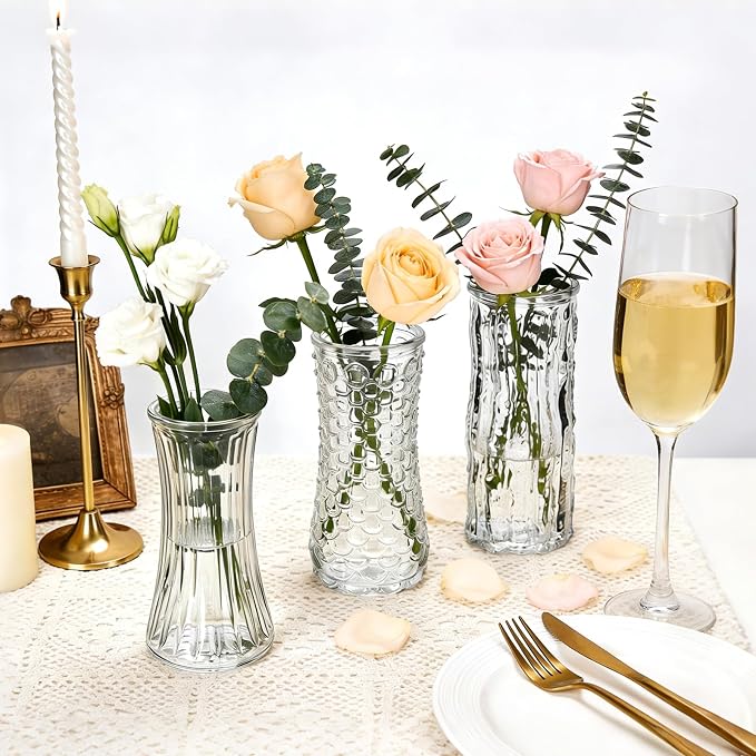 24 Pack Mini Glass Bud Vases, Small Clear Flower Vases Bulk | - Image 5