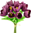 Mandy's 12pcs Artificial Grape Purple Partially Open Tulips | 13.5 Inch by Mandys