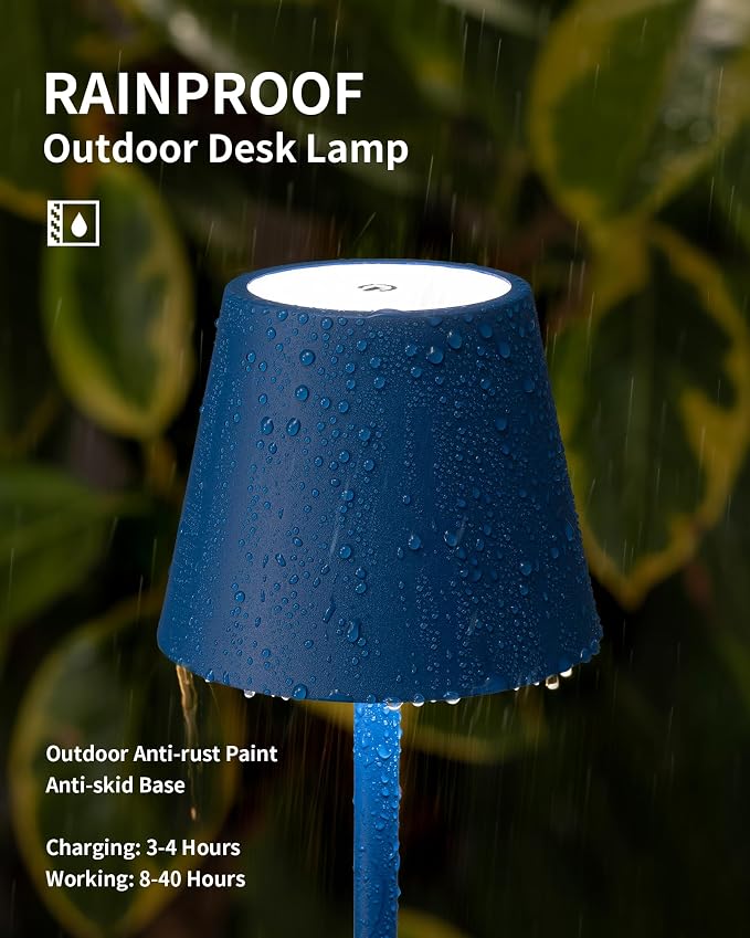 KDG 2 Pack Cordless Blue Table Lamps, Rechargeable Portable LED Desk Lamps | - Image 3