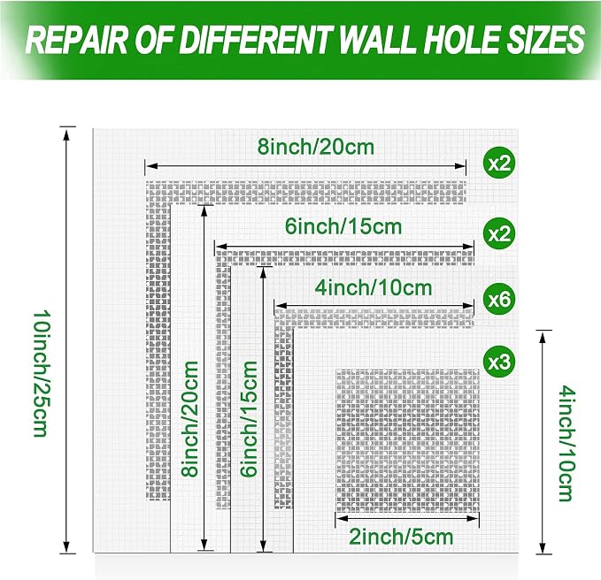 Drywall Repair Kit, 13 Piece Aluminum Wall Repair Patch Kit, 2/4/6/8 inch - Image 4