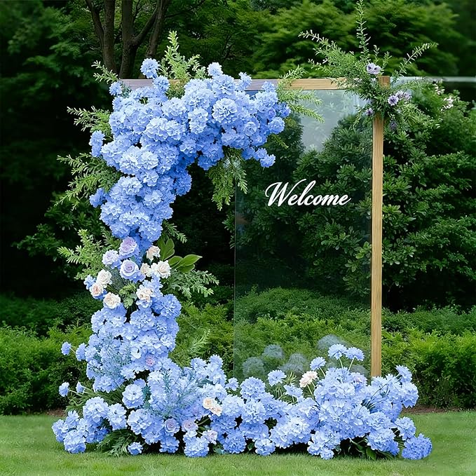 120Pcs Blue Hydrangea Artificial Flowers Bulk，Realistic Silk Fake Flowers - Image 8