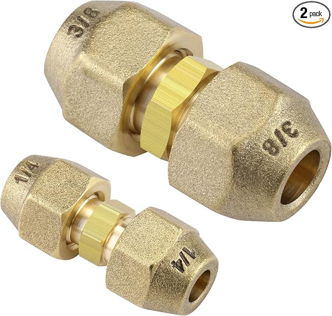 2-Pack 1/4 and 3/8 Inch AC Copper Pipe Extension Connectors | Includes 2 union by Timsec