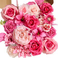 Serwalin Hot Pink Artificial Flowers, Silk Rose Fake Flowers by Serwalin