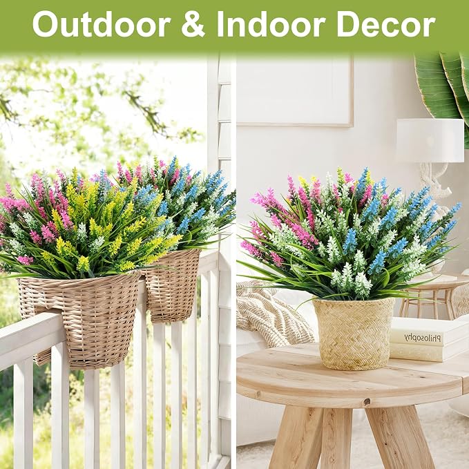 Geegoods 24 Bundles Artificial Lavender Flowers Outdoor, Mix 4 Colors | UV - Image 4