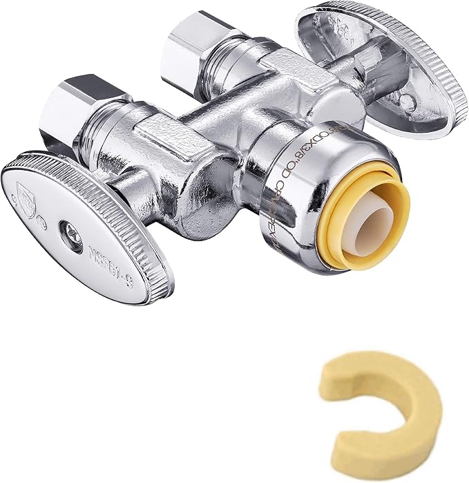 1PC EFIELD Push Fit 1/2" x Dual 3/8" OD Compression Straight Stop Valve | 1/4 by EFIELDPEXTUBING