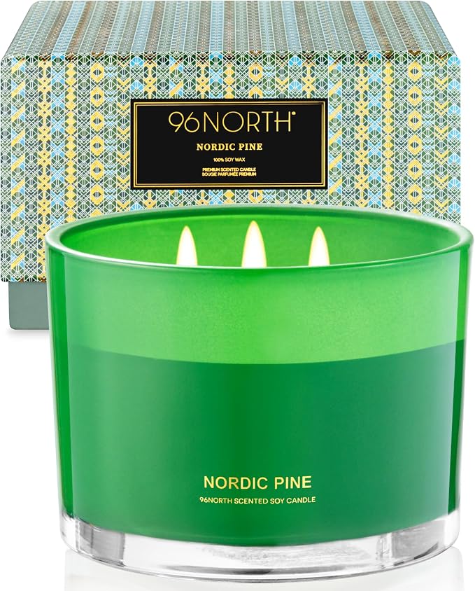 Luxury Pine Soy Candle | Large 3 Wick Jar Candle | Up to 40 Hours Burning Time by 96NORTH%C2%AE
