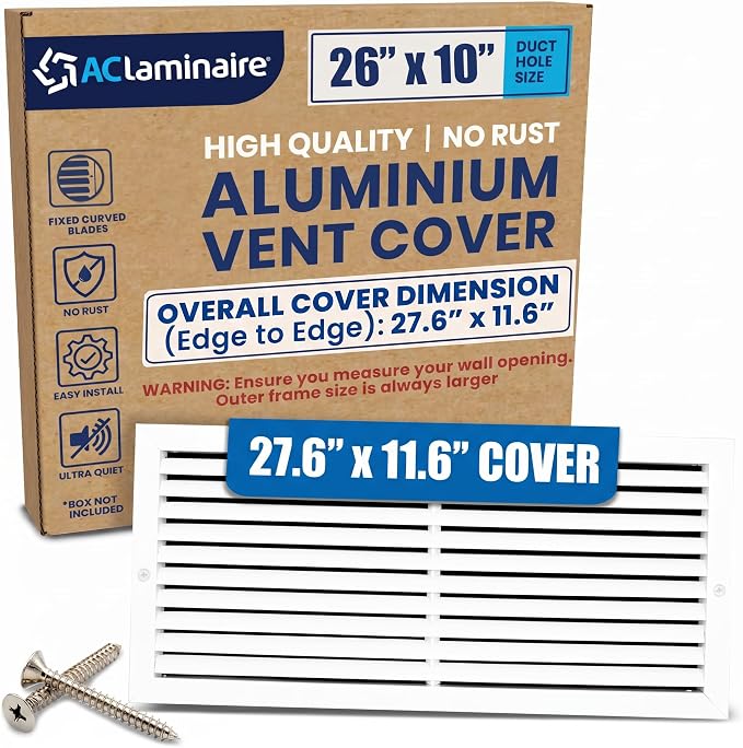 26x10 Aluminum Wall Ceiling Air Return Vent Cover HVAC Rustproof Grille by ACLAMINAIRE