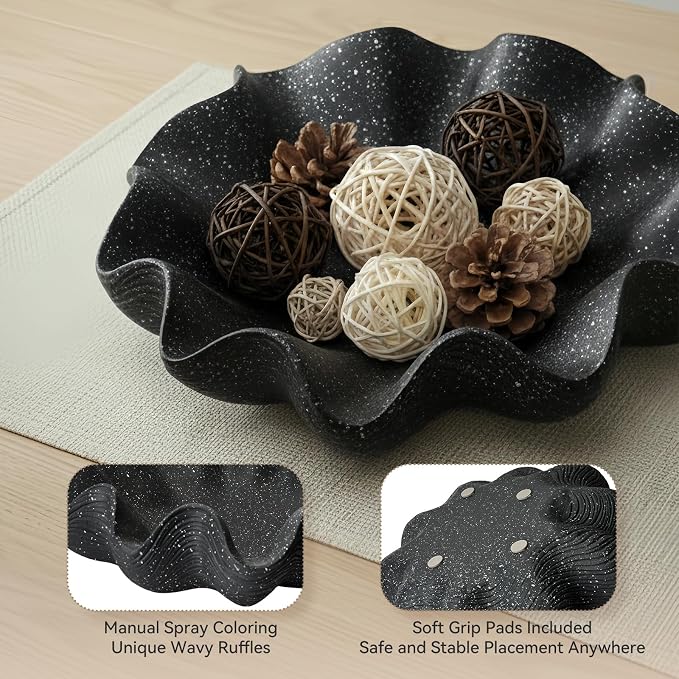 Scalloped Decorative Bowl Home Decor, 12.6" Shell Ruffle Fruit Bowl | Modern - Image 4
