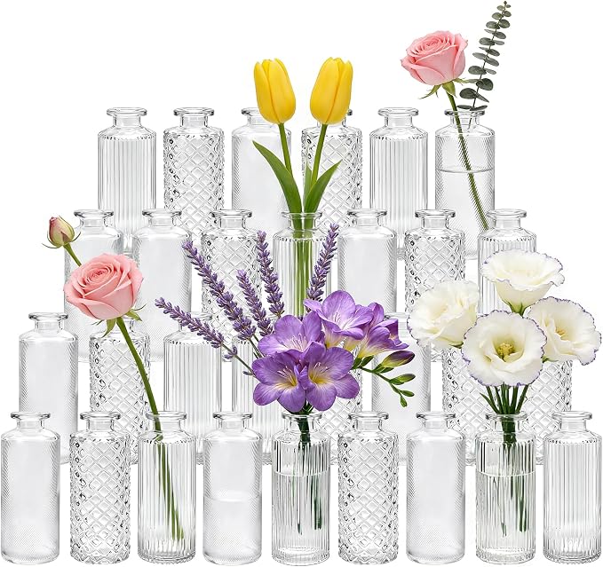 Glass Bud Vases 30 Pack, Small Clear Flower Vases by Mapoxy