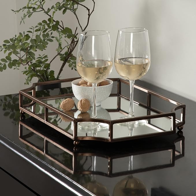 Kate and Laurel Ciel Modern Scalloped Tray; 19 x 13 x 3. Bronze; Decorative - Image 3