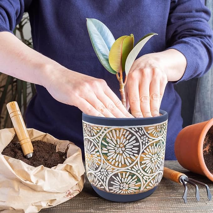 DeeCoo 3 Piece Ceramic Plant pots Indoor Pots Set - Image 4