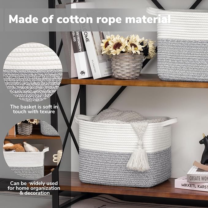 Goodpick Woven Storage Basket for Shelves, Cotton Rope Baskets for Toys - Image 4