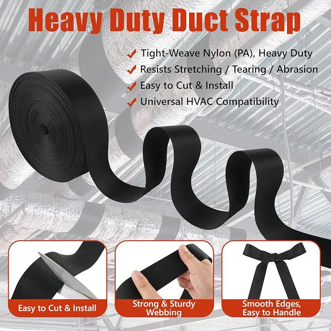 Convivium 100Ft HVAC Duct Strap 2pcs, Tight-Weave Nylon Duct Support Webbing - Image 5